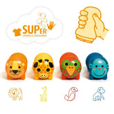 Dschungeltiere Stempel Set - 4 selbstfärbende Kinderstempel ab 18 Monate - DJ09012 Djeco